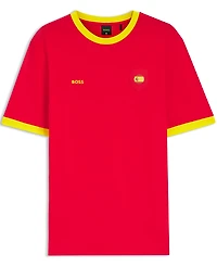Boss by Hugo Men's Stretch-Cotton Spain Country Flag Logo T-Shirt