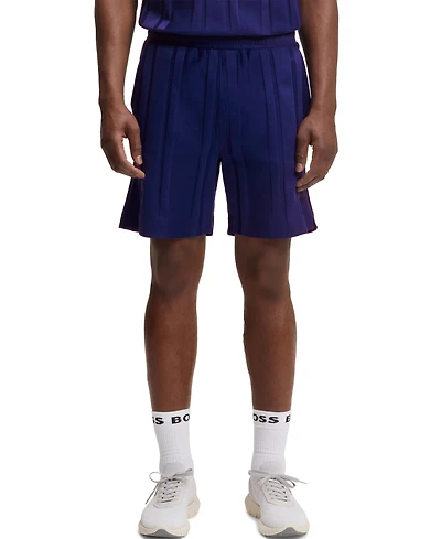Boss by Hugo Men's Cotton-Jersey Lustrous Stripe Shorts