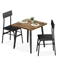 gaomon Dining Table Set for 2, Wood Kitchen Table with 2 Upholstered Chairs, Space-Saving Kitchen and Dining Room Furniture for Small Spaces