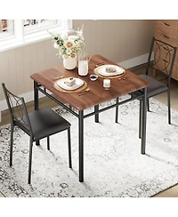 gaomon Dining Table Set for 2, Small Kitchen Table with Upholstered Chairs, Farmhouse Wood Dining Table Chairs for Kitchen Room, Small Spaces