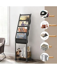 Yigii Vinyl Record Storage Stand 4-Tier Display Shelf Rack Wood Metal Frame