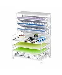 Yigii 7 Tier Desk File Organizer 2 Pack Letter Tray Paper Mesh Office Home School