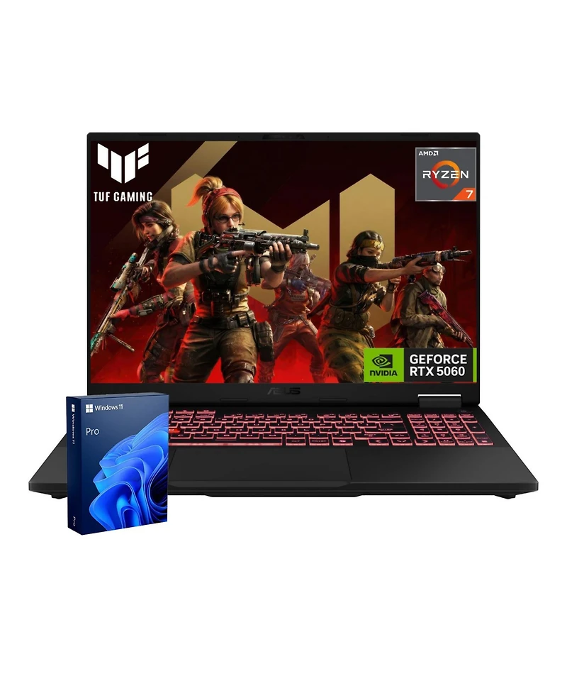 Asus Tuf A16 16" Traditional Laptop Amd Ryzen 7 32GB Ram Nvidia GeForce Rtx 5060 1TB Ssd Storage Windows 11 Pro 165Hz - Grey