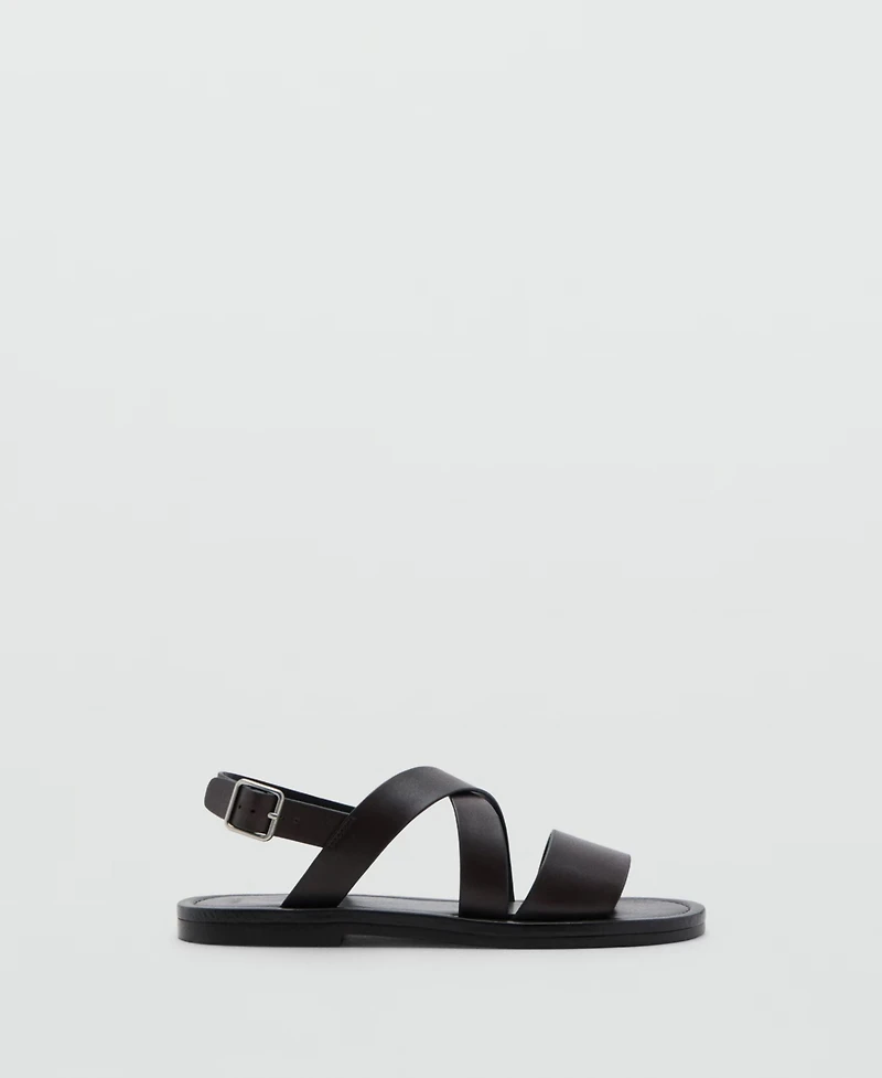 Mango Men's Crossed Straps Leather Sandals