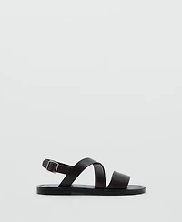 Mango Men's Crossed Straps Leather Sandals