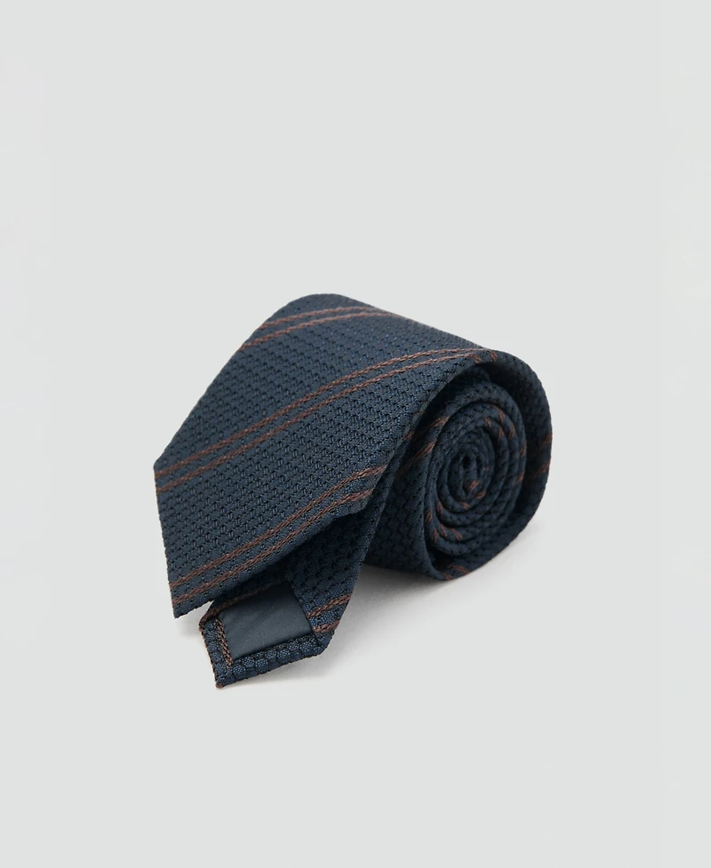Mango Men's Silk Microstructure Stripes Tie