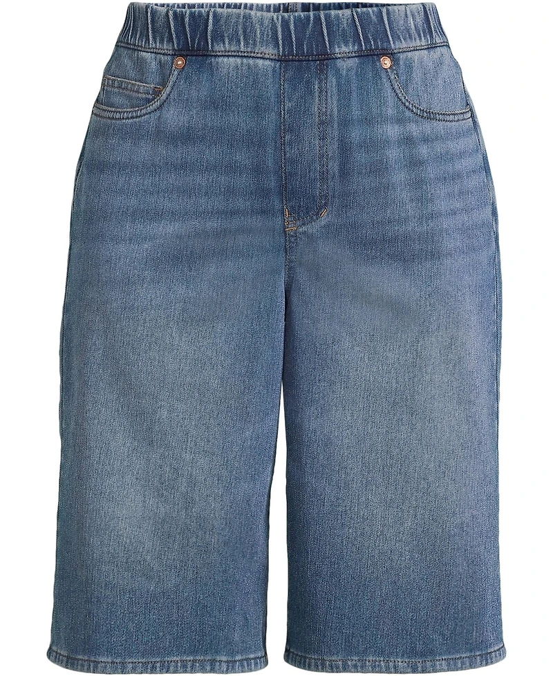 Lands' End Women's Starfish High Rise Knit Denim 12" Bermuda Shorts
