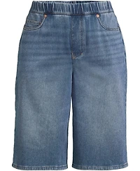Lands' End Women's Starfish High Rise Knit Denim 12" Bermuda Shorts