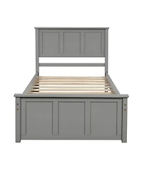 flynama Twin Size Platform Storage Bed with Two Drawers on Wheels Space Saving Design for Bedroom