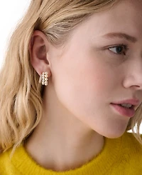 kate spade new york Cubic Zirconia & Imitation Pearl Girlie Pearlie Stacked Huggie Earrings