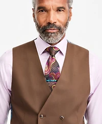 Tayion Collection Men's Classic-Fit Medium Brown Suit Separate Double-Breasted Vest