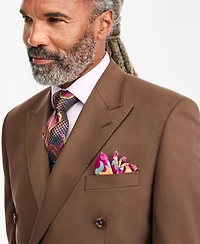 Tayion Collection Men's Classic-Fit Medium Brown Suit Separate Double-Breasted Jacket