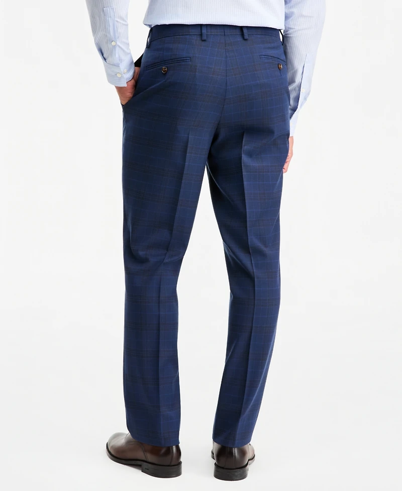 Tayion Collection Men's Classic-Fit Blue & Red Plaid Suit Separate Pants