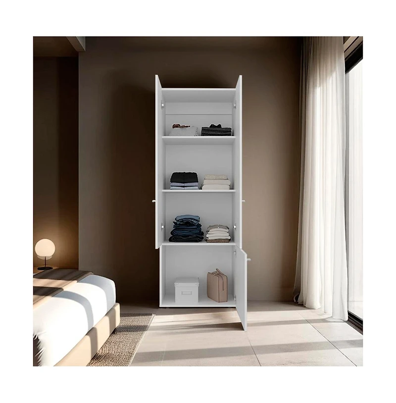 Flynama Armoire 66.9 Inch High 3 Doors 3 Shelves Bedroom Storage Cabinet with Spacious Internal Shelving