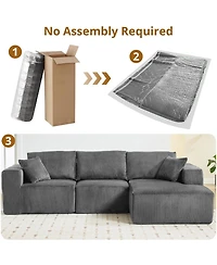 gaomon 108" L-Shaped Modular Sectional Sofa, 3-Piece Corduroy Cloud Couch with Left Facing Chaise and Armrests, No Assembly