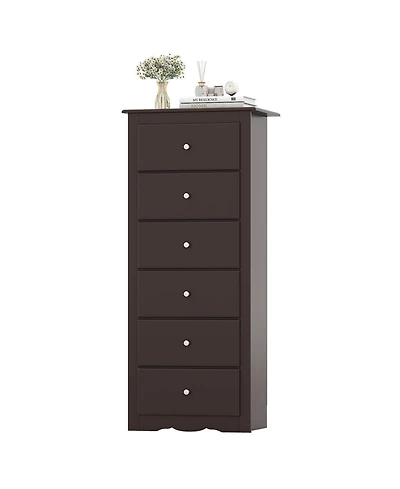 Sugift Six Drawer Dresser Chest for Bedroom Storage