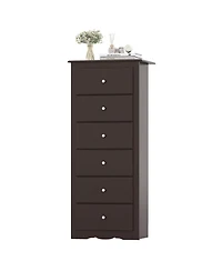Sugift Six Drawer Dresser Chest for Bedroom Storage