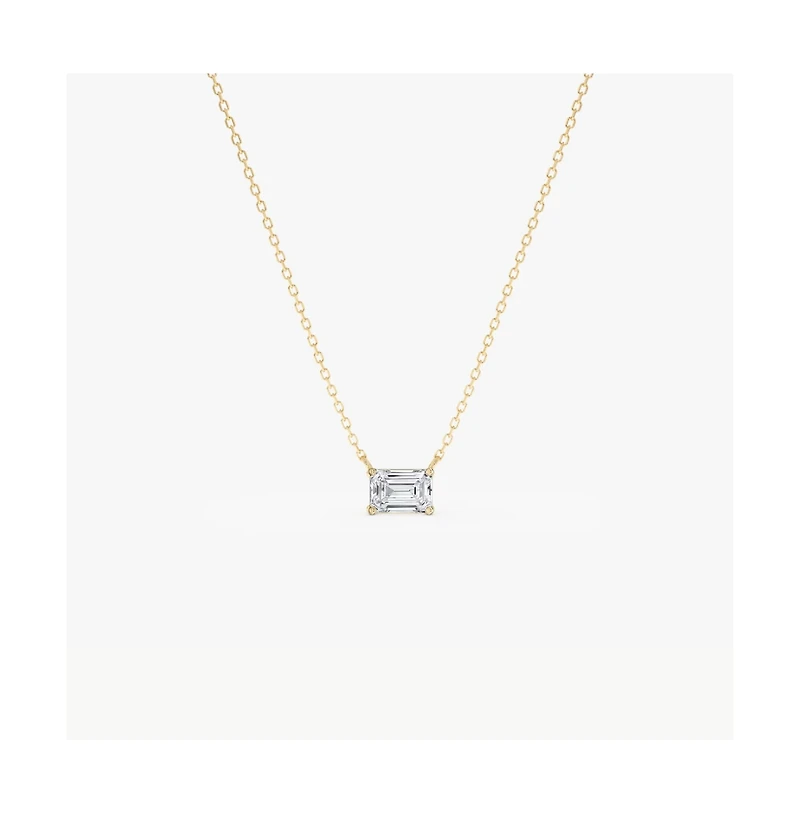 Dloria Valentina Moissanite Emerald Cut Pendant Necklace Gold Vermeil