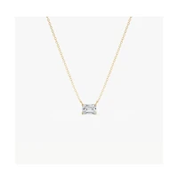 Dloria Valentina Moissanite Emerald Cut Pendant Necklace Gold Vermeil
