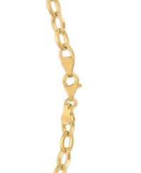 Macy's Men's Polished & Textured Oval Link Chain Necklace in 14k Gold Over Sterling Silver