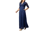 Kiyonna Women's Maria Lace A-Line Evening Gown with Pockets