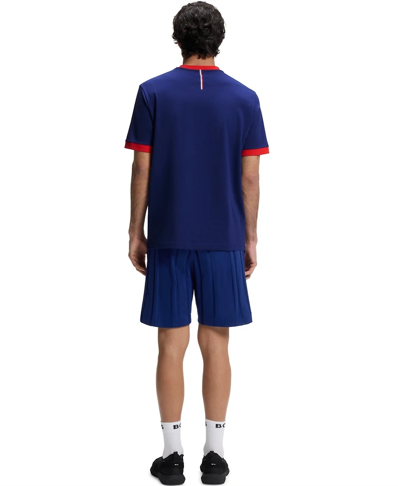 Boss by Hugo Men's Stretch-Cotton France Country Flag Logo T-Shirt