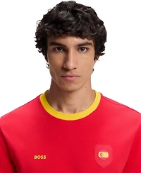 Boss by Hugo Men's Stretch-Cotton Spain Country Flag Logo T-Shirt