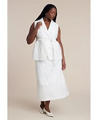 Eloquii Women's Floral Jacquard A Line Skirt