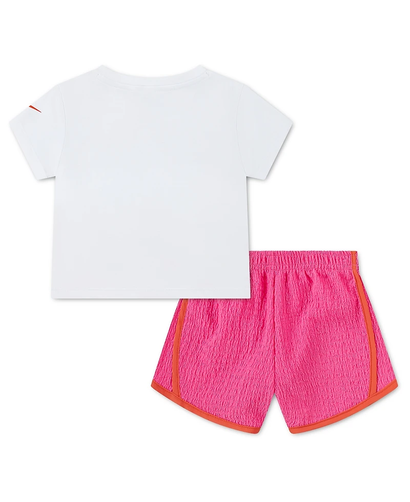Nike Girls' 2T-4T Short-Sleeve T-Shirt and Shorts, 2-Piece Set