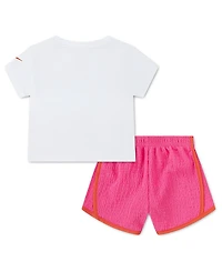 Nike Girls' 2T-4T Short-Sleeve T-Shirt and Shorts, 2-Piece Set