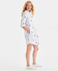 Style & Co Women's Printed Roll-Sleeve Shirtdress, Macy's Exclusive