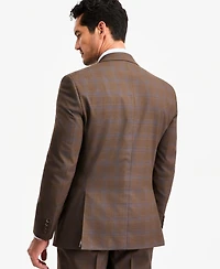 Tayion Collection Men's Classic-Fit Brown Plaid Suit Separate Jacket