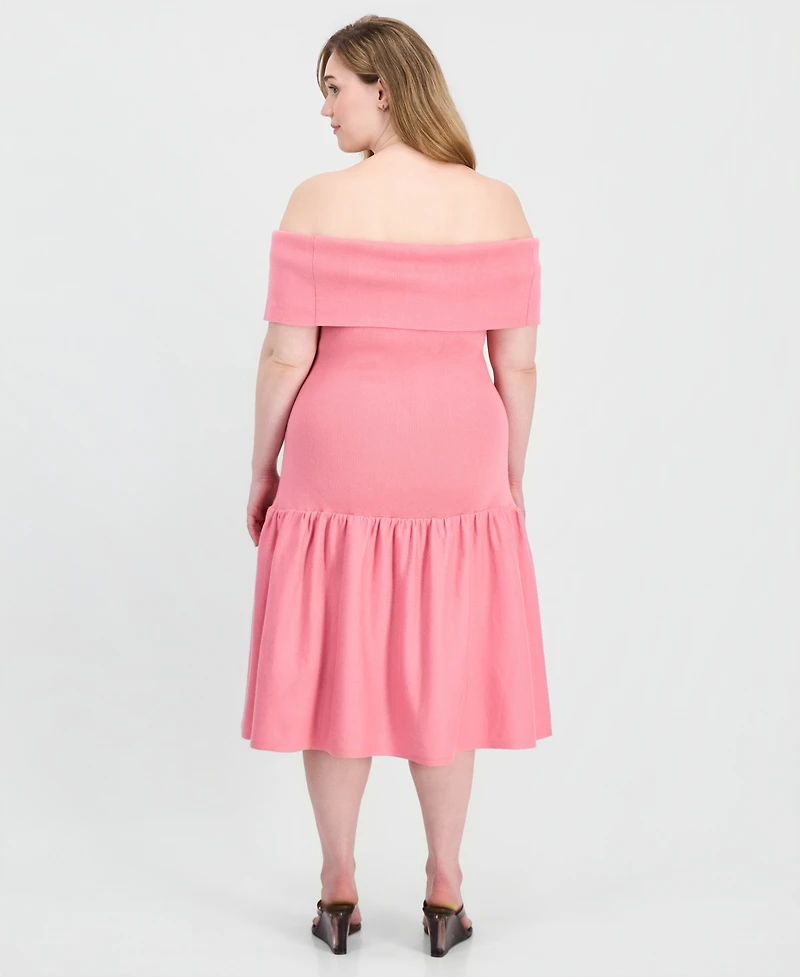 Full Corcle Trends Trendy Plus Marilyn Off-The-Shoulder Dress