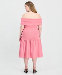 Full Corcle Trends Trendy Plus Marilyn Off-The-Shoulder Dress