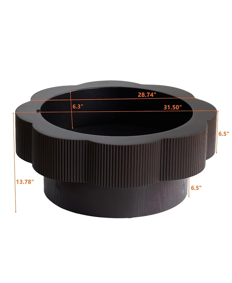 Rainsken Flower Shaped Coffee Table, 31.5" Modern Wood Center Table with Storage for Living Room