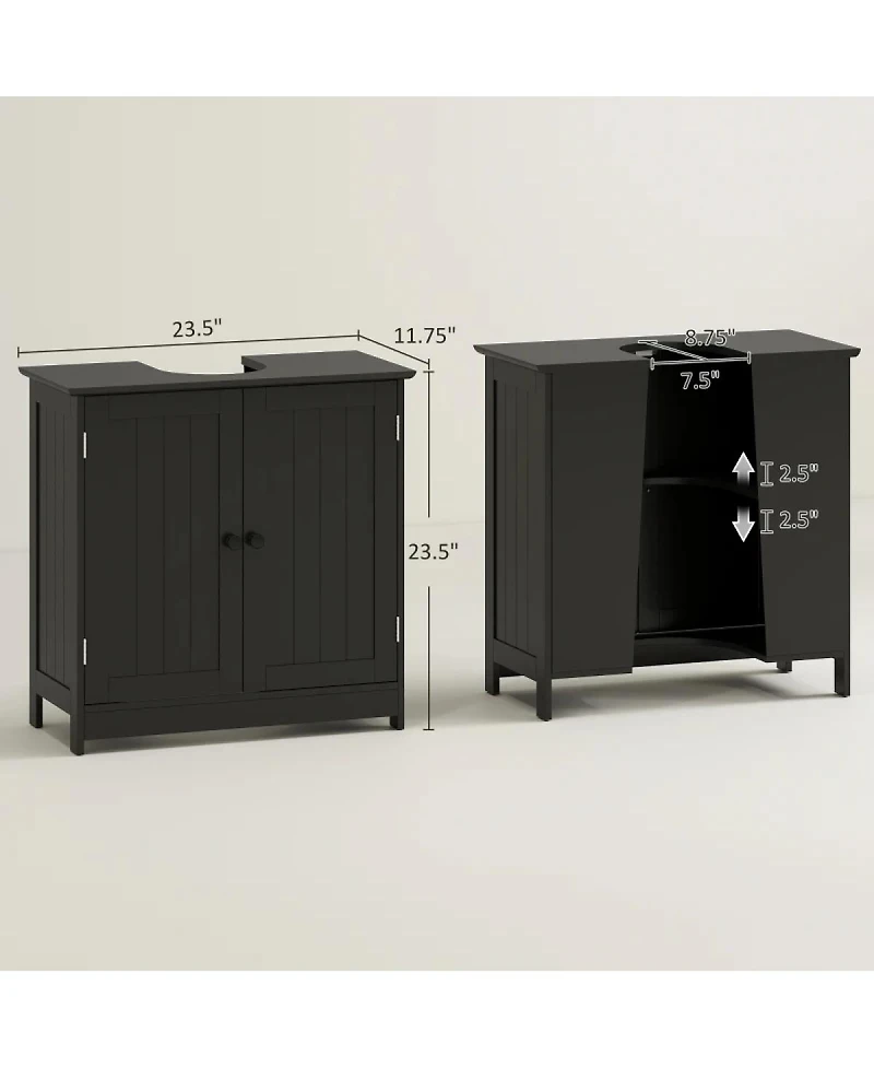 Sillysis 23.5 Inch Under Sink Bathroom Cabinet, Mdf Vanity with Adjustable Shelf for Pedestal Storage