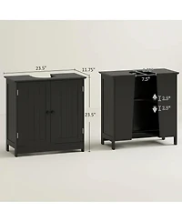 Sillysis 23.5 Inch Under Sink Bathroom Cabinet, Mdf Vanity with Adjustable Shelf for Pedestal Storage