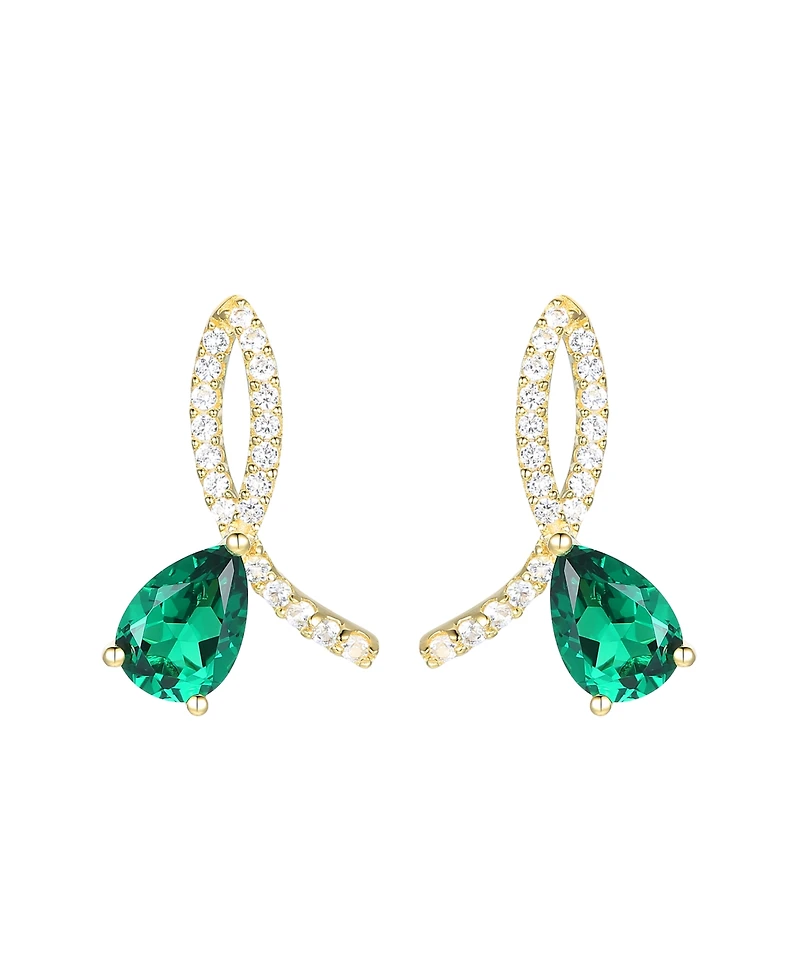 Macy's Lab Grown Ruby (1-3/4 ct. t.w.) & White Sapphire (1/3 Earrings 14k Gold Over Sterling Silver (Also Available