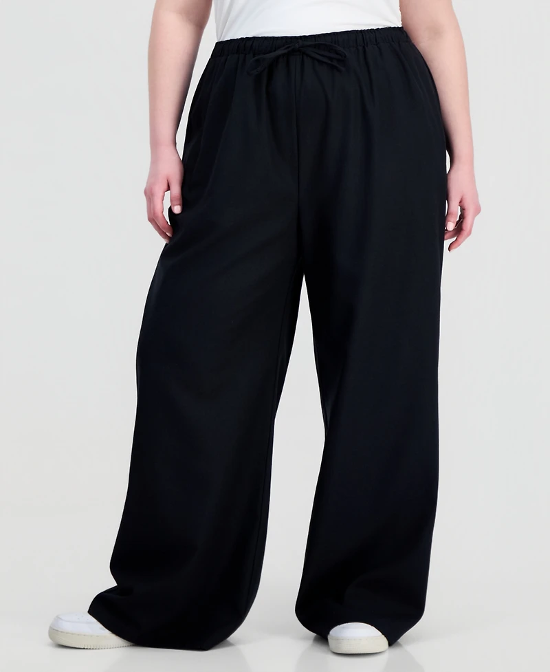 Full Circle Trends Trendy Plus Drawstring-Waist Wide-Leg Pants