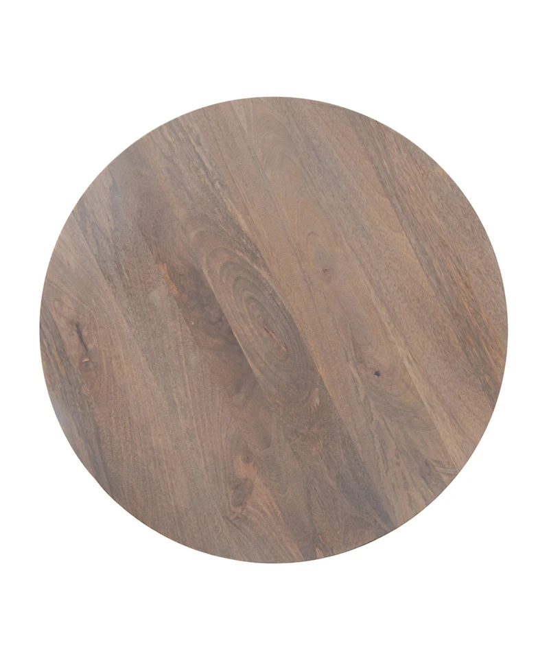 Storied Home 23" Wood Round End Table with 2-Woven Cane Shelves