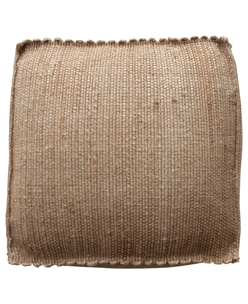 Storied Home Handwoven 24" Jute Pouf with Flanged Edges