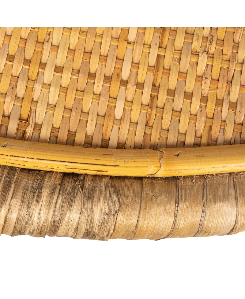 Storied Home 36" Rattan and Banana Round Coffee Table