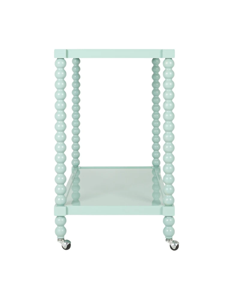 Storied Home 35" Rubberwood 2-Tier Bar Cart on Wheels