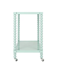 Storied Home 35" Rubberwood 2-Tier Bar Cart on Wheels