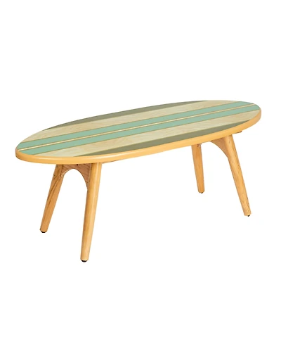 Storied Home 47" Wood Striped Surfboard Oval Coffee Table