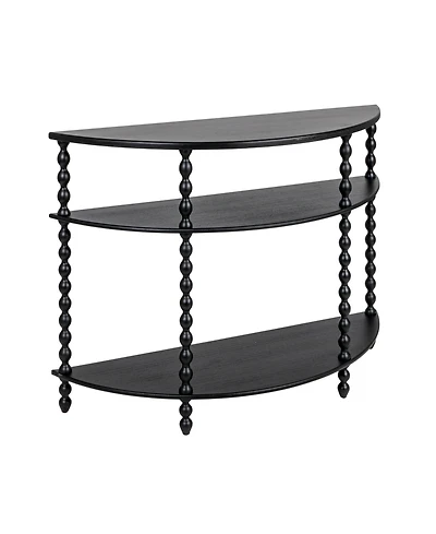 Storied Home 47" Wood 3-Tier Curved Accent Table with Beveled Shelves and Doweled Legs