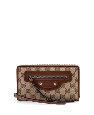 Pre-Owned Balenciaga Long x Gucci The Hacker Project Neo Classic Zip Wallet Gg Canvas