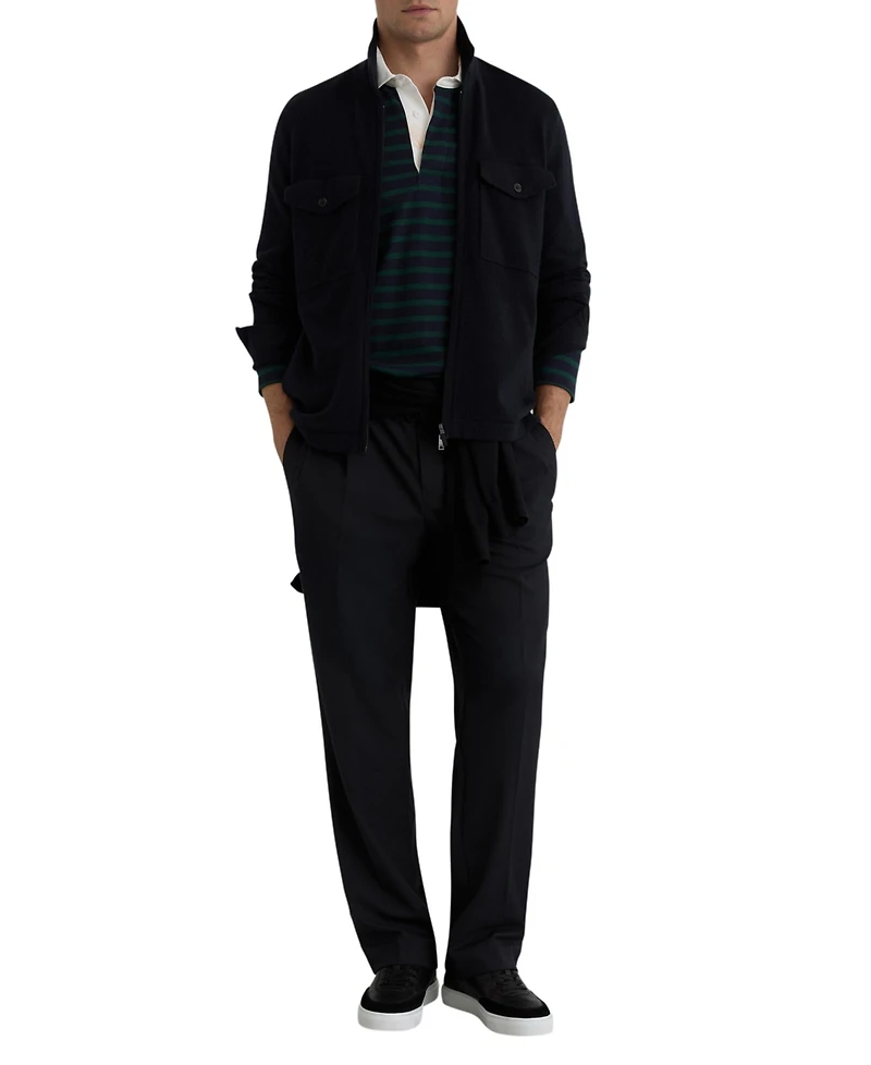 Reiss Men's Wool Knitted Zip-Through Overshirt
