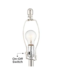 Regency Hill Luca Modern Table Lamps 25 1/2" High Set of 2 Clear Glass with Usb Charging Port Faux Silk Shade for Bedroom Living Room Home Desk