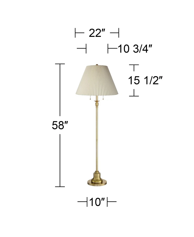 360 Lighting Spenser Retro Art Deco " Tall Floor Lamp Brushed Antique Fabric Pleated Empire Shade for Living Room Bedroom